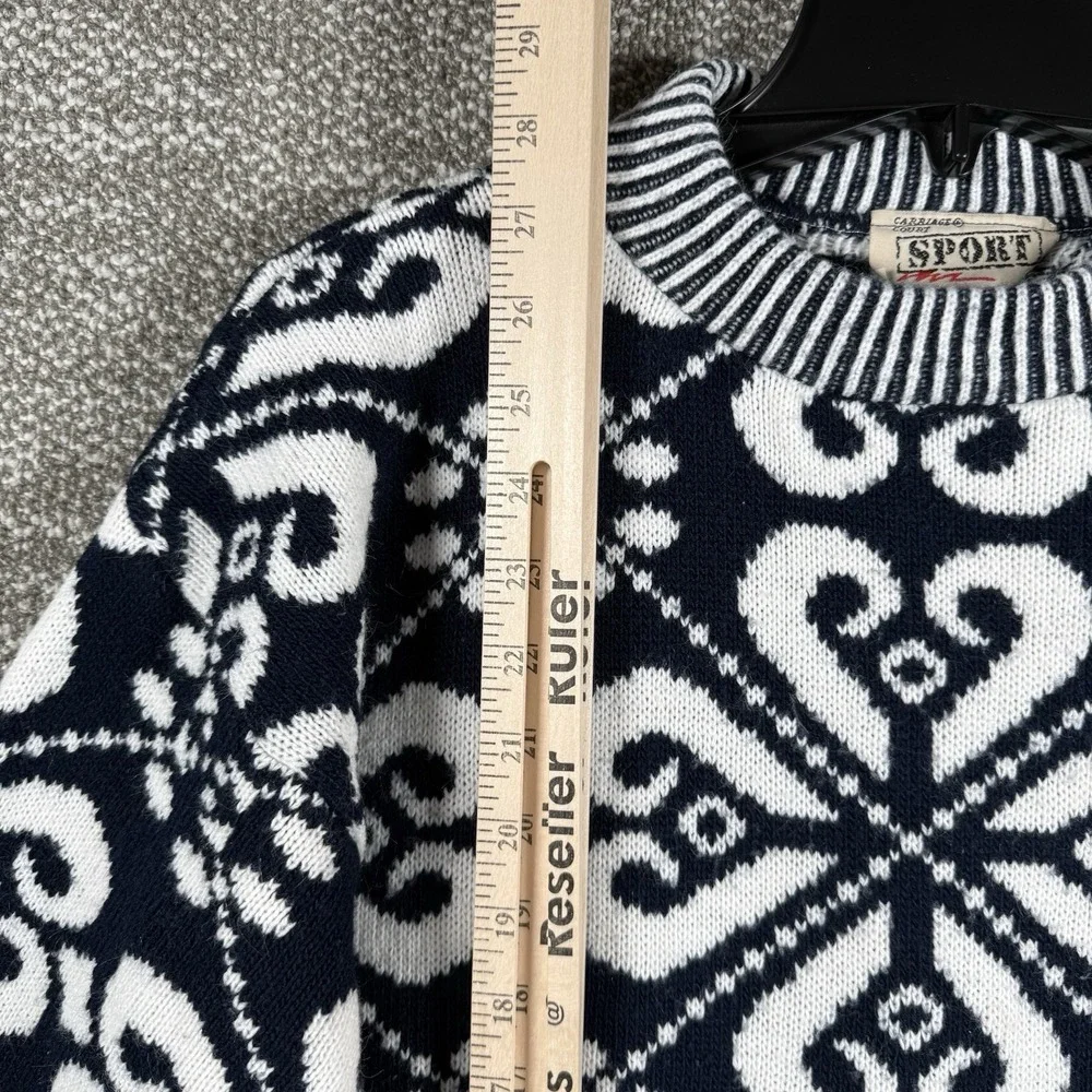 Vintage Carriage Court Sport Crewneck Sweater Women Petite Large Fair Isle Chunk